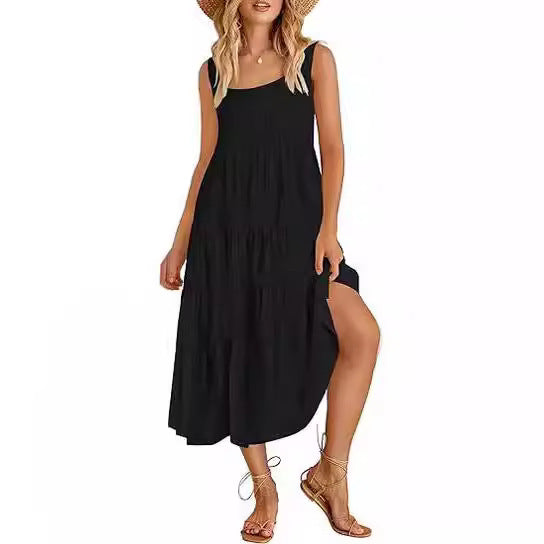 Women's Sleeveless Dress Backless Loose