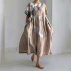 Loose Round Neck Fashion Advanced Short Sleeve Printing Dress
