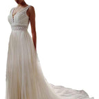Lace Light See-through Waist Slimming Beach Outdoor Mesh Wedding Dress