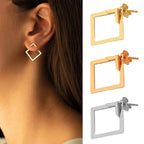 Women's Simple European And American Style Square Geometric Earrings For Women Trendy Simple Metal Ear Jewelry Accessories