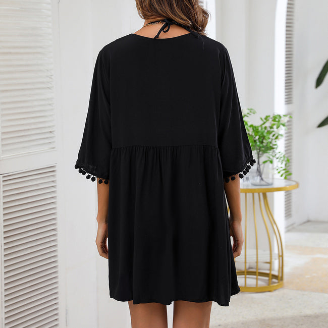 Women's V-neck Vacation Loose Dress Main Image
