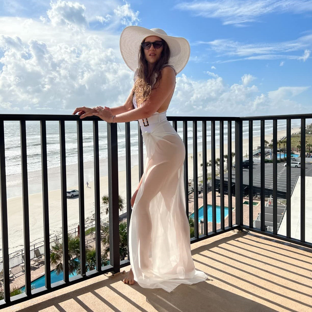 Women's Sarong Swimsuit Blouse Chiffon Long Bikini