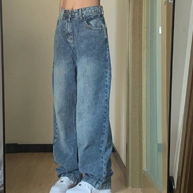 Plus Size High Waist Wide Leg Jeans For Women Hover Image