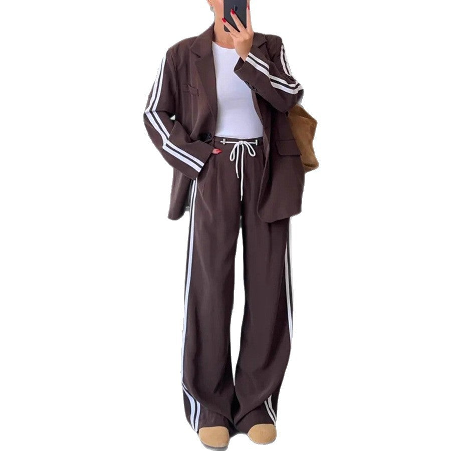 Womens Two-piece Suit Long-sleeve Jacket And Trousers Set