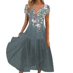 Chiffon Patchwork Floral Ladies Chiffon Dress