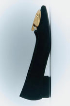 Women's Shoes Black High Heels Flower Suede