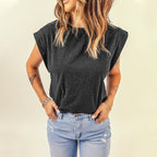 European And American Summer Loose Knitted Bottoming Shirt Sleeveless Round Neck Shirt Women