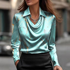 Temperament Print Simple Swing Collar Shirt Collar Women