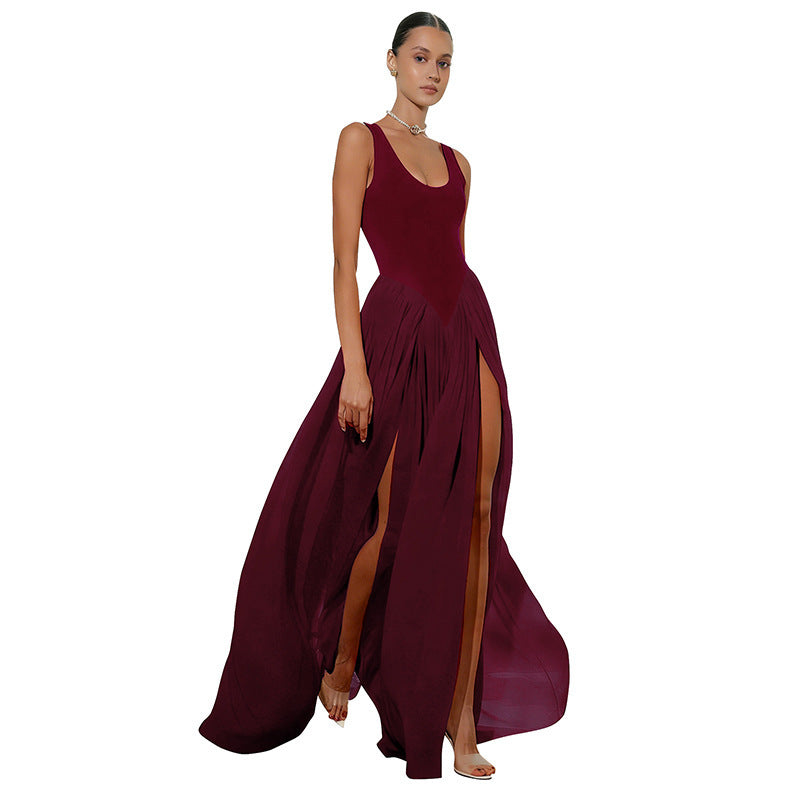 Sleeveless Patchwork Chiffon Dress For Women