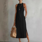 Women's Halter Neck Sleeveless Dress Lace Patchwork Holiday Style Summer Top