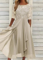 Chiffon Stitching Lace Hollow-out Dress Bridesmaid Evening Dress Women's Dress