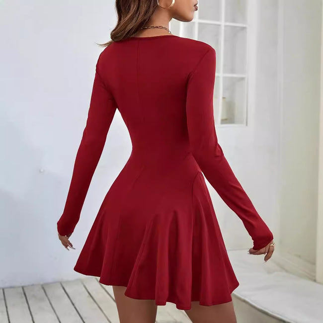 European And American Simple Pure Desire Red Dress Main Image