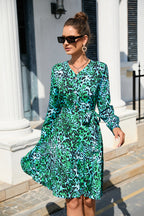 Summer Printing Long Sleeve Big Hem Dress