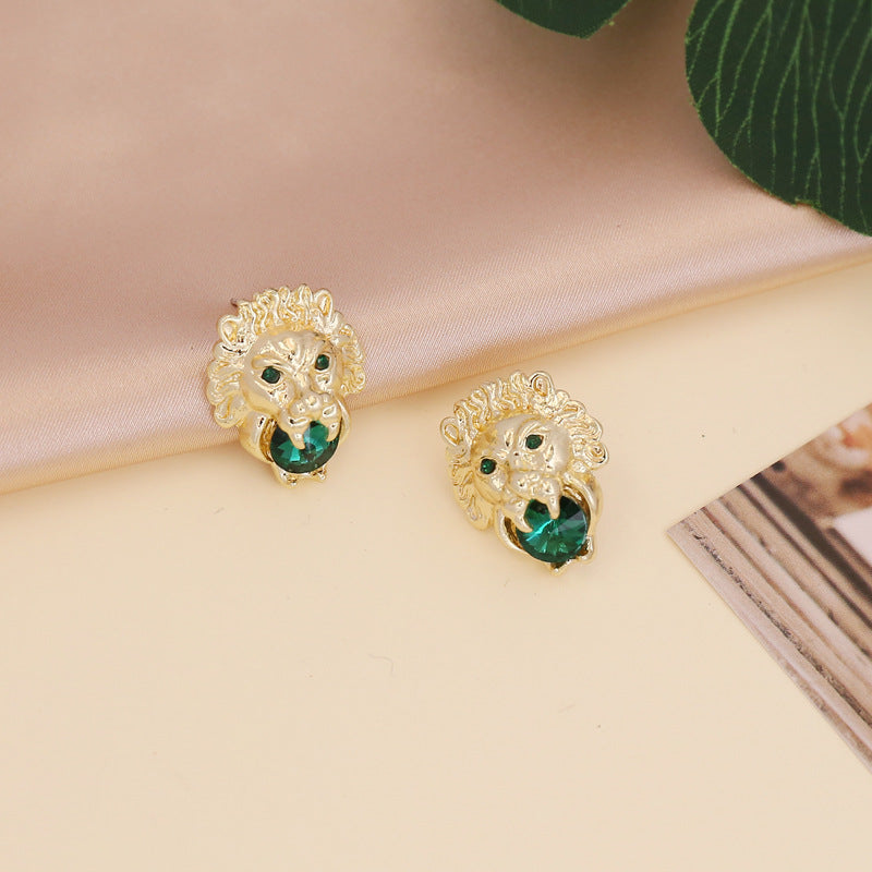 European And American Jewelry Personality Retro Punk Style Lion Head Earrings Women