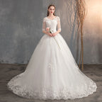 Wedding Dress Tail Deep V-neck Lace
