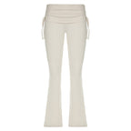 American Street Style Pleating Wide Waist Bootcut Trousers Women