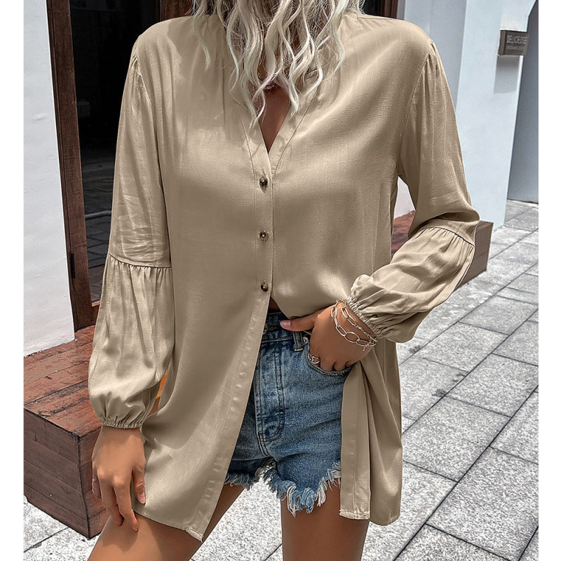 Casual Loose Single Breasted Shirt Dress Women