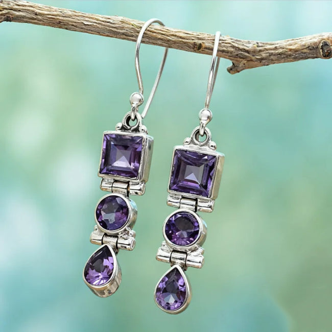 Retro Geometric Round Zircon Trendy Jewelry Earrings For Women Hover Image