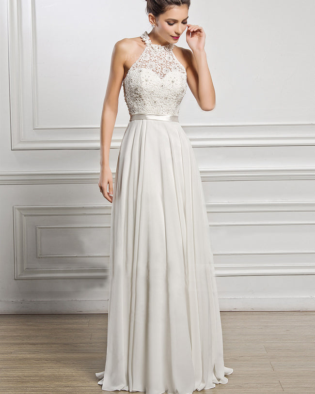 Sleeveless Halterneck Wedding Temperament Bridesmaid Dress Hover Image