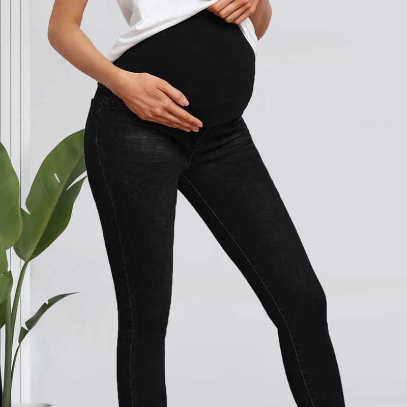 Pregnant Women High Waist Belly Support Denim Trousers