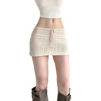 Niche, Pure And Gentle Style Cropped Low-rise Lace-up Skirt