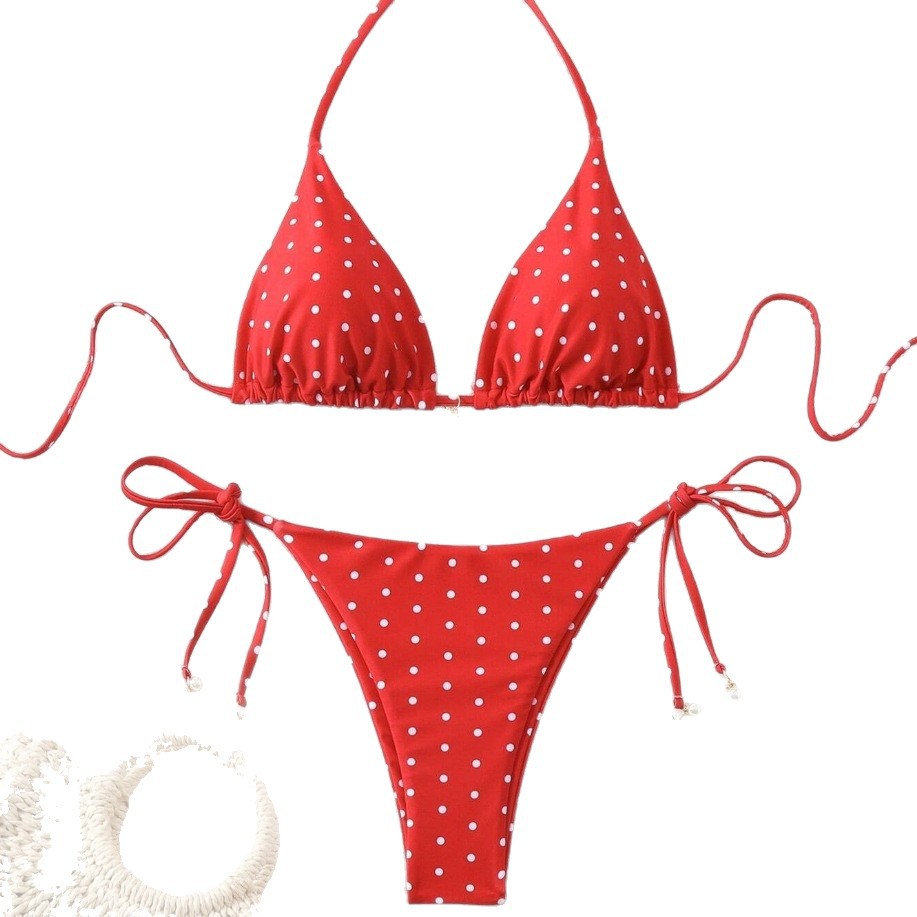 Womens Sexy Printed Drawstring Bikini Swimsuit
