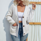 Wool Rain Contrast Color Button Sweater Women