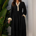 Women's Casual Color-blocked Versatile Retro Dress