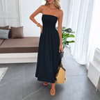 Tube Top Waist-cinching Dress For Women