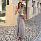 Summer Gray Satin Dress For Women