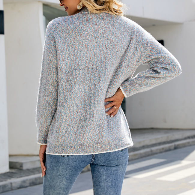 Wool Rain Contrast Color Button Sweater Women Main Image