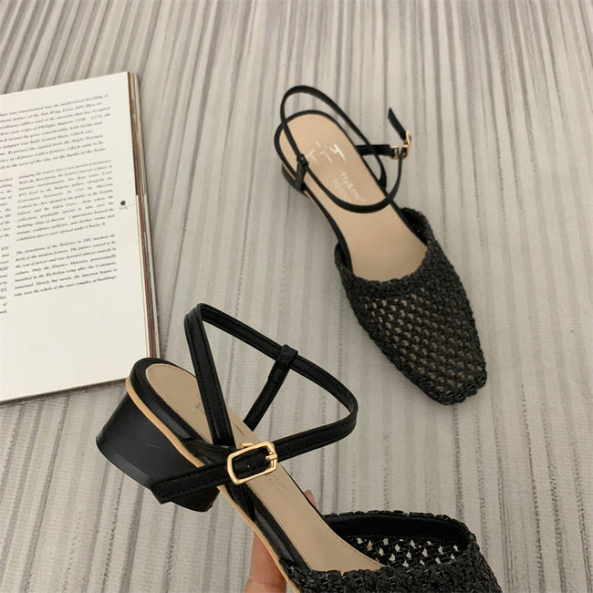 Vintage Weave Hollow-out Closed Toe Sandals Women Main Image