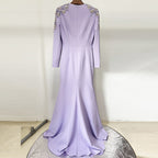 Heavy Industry Beads Diamond Front Slit Small Trailing Dress