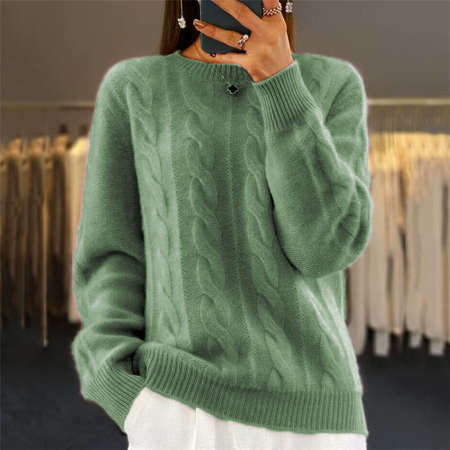 Fashion Retro Cable-knit Pullover Sweater Women Hover Image
