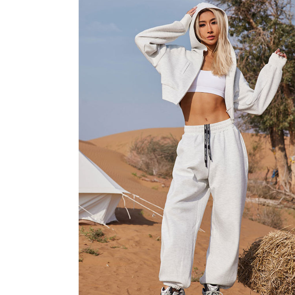 Women's Long-sleeved Fleese Suit Two-piece Set