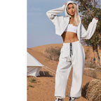 Women's Long-sleeved Fleese Suit Two-piece Set