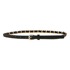 European And American Simple Women's Metal Chain Woven PU Stitching Belt Punk Versatile Simple Waist Chain