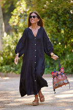 Women's Fashion Casual Cotton Linen Shirt Dress