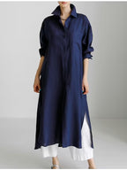 Women's Cardigan Cotton And Linen Half Sleeve Dress Women