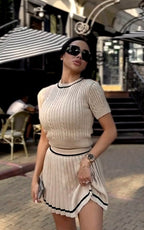 Short Sweater Pleated Skirt Women