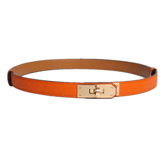 High Quality Women Real Leather 1.8cm Width Belts Golden Hover Image