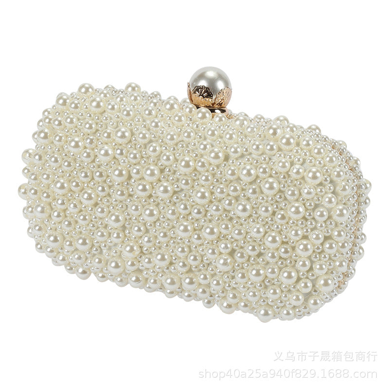 Sac de soirée en perles pour femme avec fermoir et surface souple