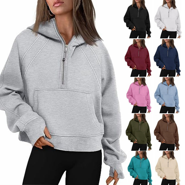 Zipper Hoodies Sweatshirts With Pocket Loose Sport Tops Long Sleeve Pullover Sweaters Winter Fall Outfits Women Clothing Hover Image