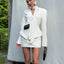 Turtleneck V-neck Long-sleeve Waist-cinching Suit Jacket And Sheath Skirt Two-piece Set