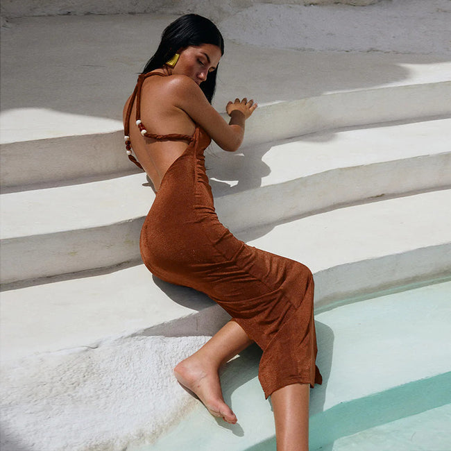 Backless Vacation Style Sheath Dress Women Main Image