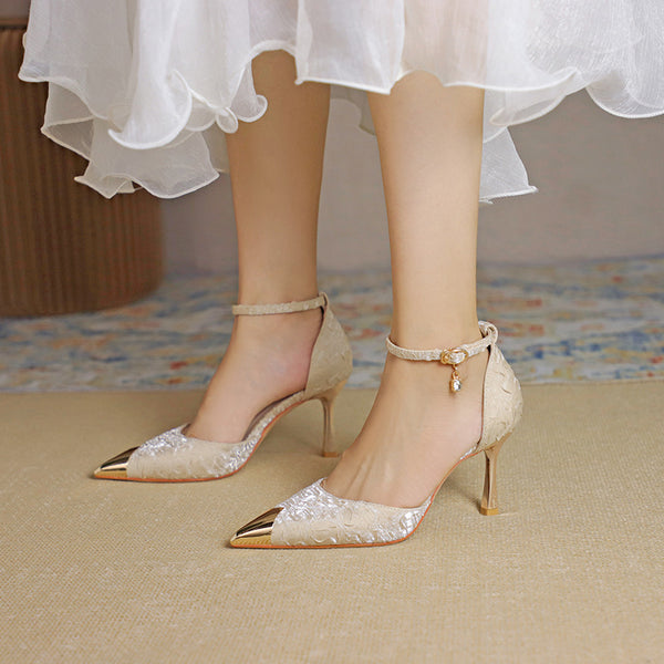 Women's Versatile Satin Anti-Collision High Heels