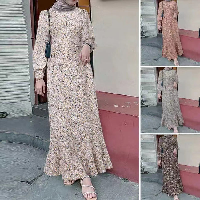 Muslim Clothing Bohemian Style Small Floral Dress Main Image