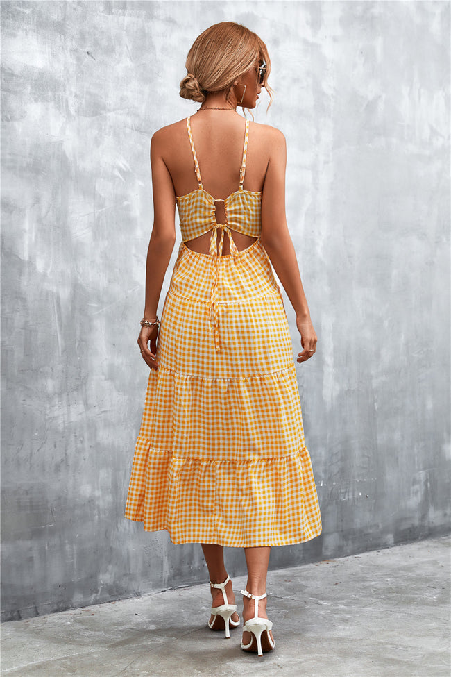 Sexy Women's Back Strap Lace-up Midi Dress Main Image