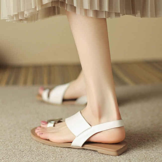 Fashion Casual All-match Buckle French Sandals Toe Covering Flat Women Hover Image