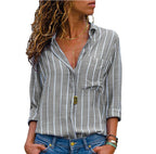Fashion Multicolor Striped Long-Sleeved Shirt Women
